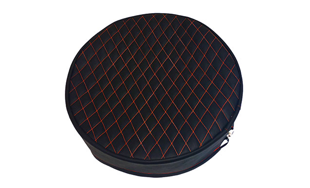 Black with Colored Stitching Quilted Fuel Tank End Cover