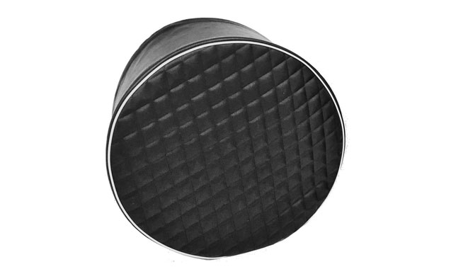 Black Quilted Fuel Tank End Cover with White DBO (Deluxe Bead Option)