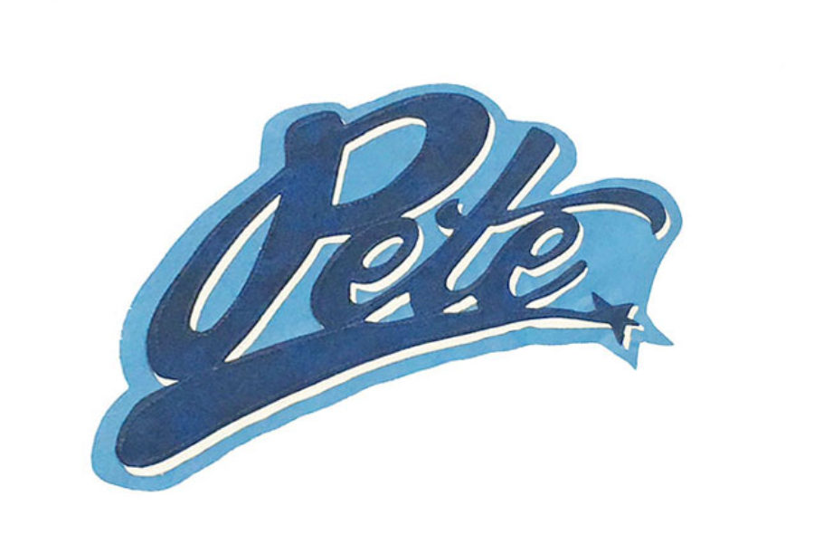 Blue Pete Logo with White Shadow on Light Blue Background