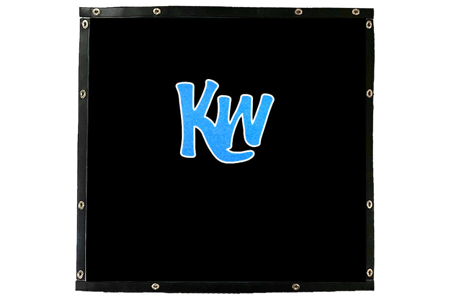 Light Blue KW with white outline on Black Screen