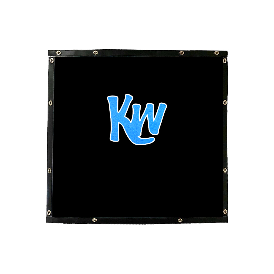 Light Blue KW with white outline on Black Screen